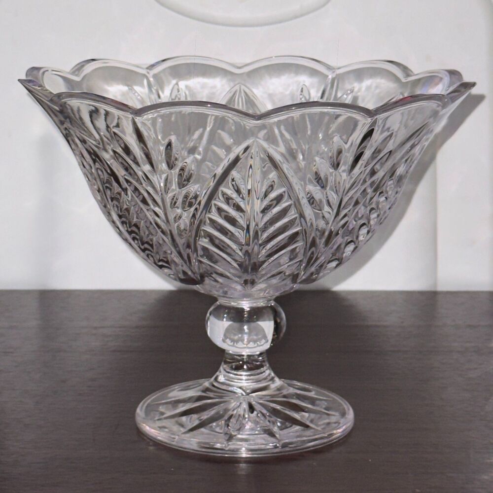 Vintage Mikasa Park Ridge 24% Lead Crystal Pedestal Centerpiece Bowl - 8 Inches